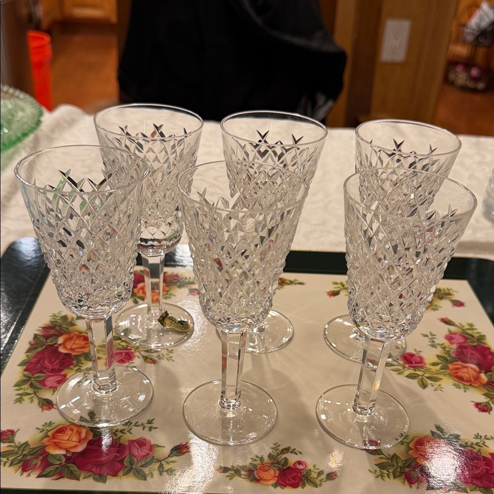 Vintage discontinued Alana Waterford Crystal Sherry Glasses - Set of 6 stamped